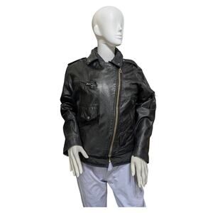 Vintage Virginia Slims Black Leather Motorcycle Jacket, Women's Medium